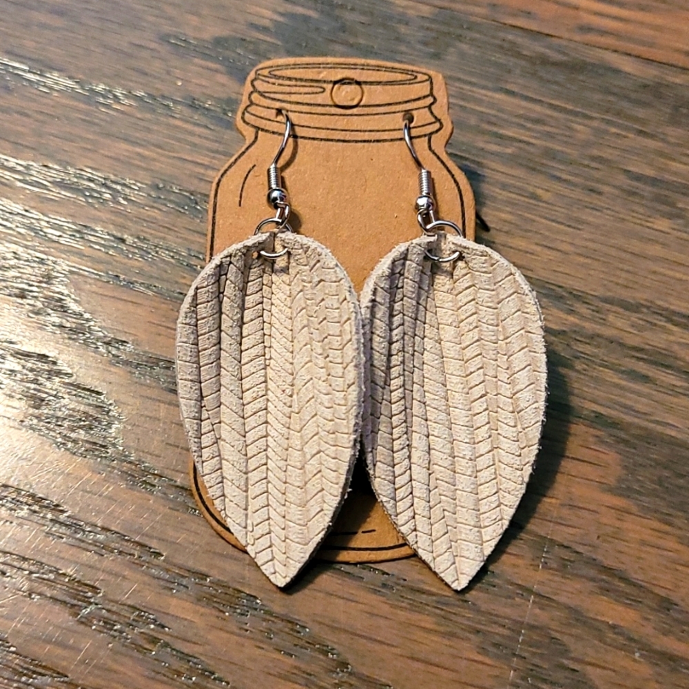 Cream Leather Earrings